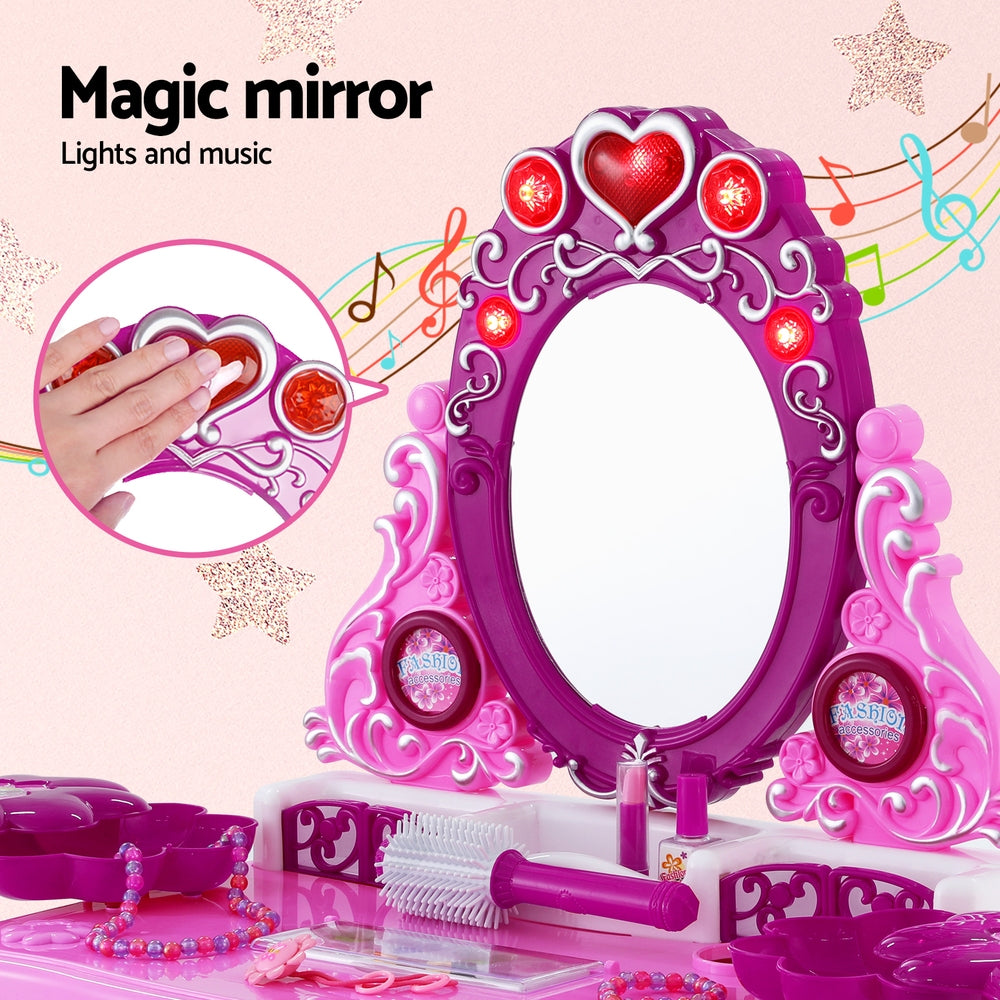 Keezi Kids Pretend Makeup Play Set Dressing Table Chair Girls Toys Children - Cosy Abode