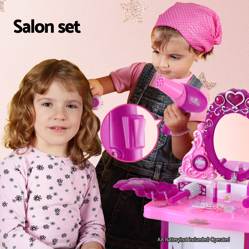 Keezi Kids Pretend Makeup Play Set Dressing Table Chair Girls Toys Children - Cosy Abode