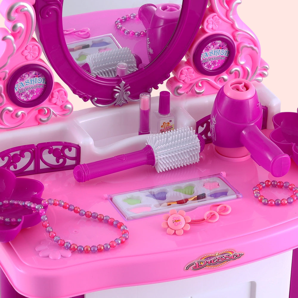 Keezi Kids Pretend Makeup Play Set Dressing Table Chair Girls Toys Children - Cosy Abode