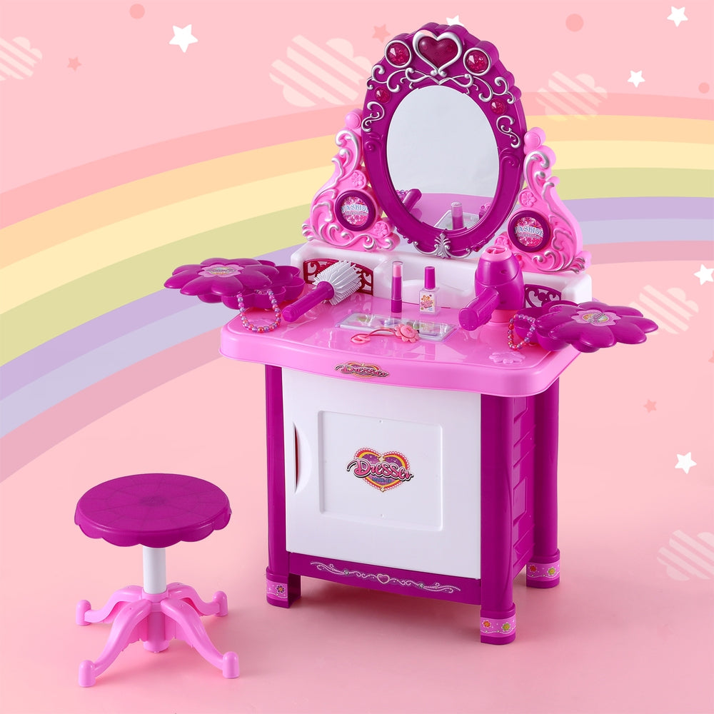 Keezi Kids Pretend Makeup Play Set Dressing Table Chair Girls Toys Children - Cosy Abode