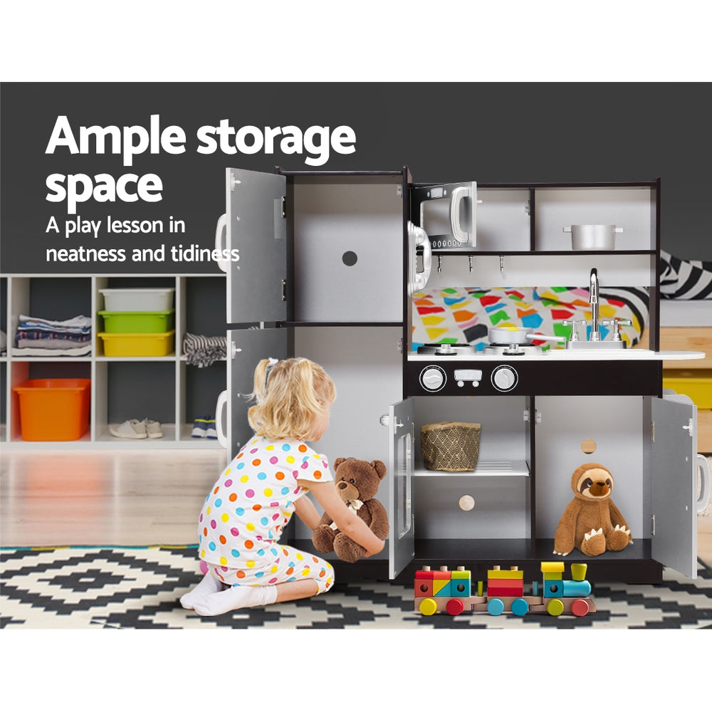 Keezi Kids Kitchen Play Set Wooden Pretend Toys Cooking Children Stove Fridge - Cosy Abode