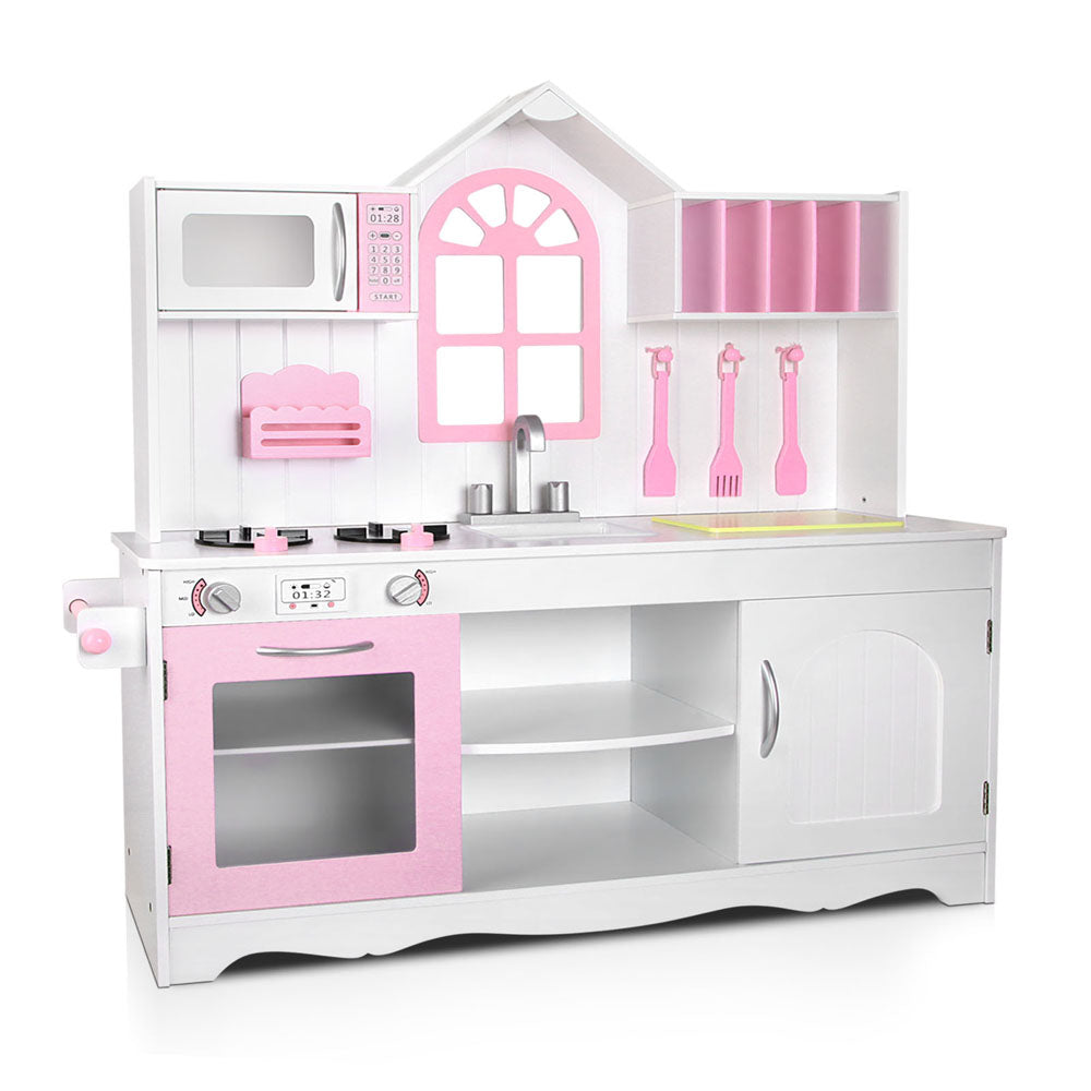 Keezi Kids Kitchen Play Set Wooden Pretend Toys Cooking Children Storage Cabinet - Cosy Abode