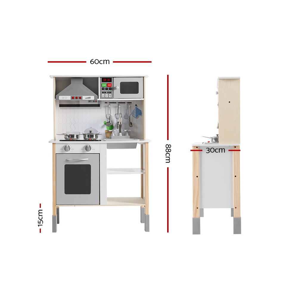 Keezi Kids Kitchen Play Set Wooden Pretend Toys Cooking Children Cookware Sink - Cosy Abode