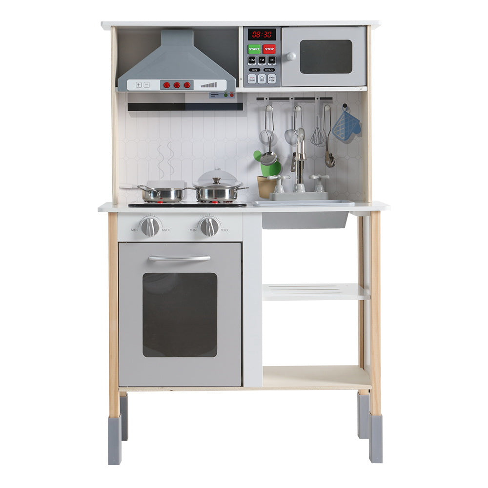 Keezi Kids Kitchen Play Set Wooden Pretend Toys Cooking Children Cookware Sink - Cosy Abode