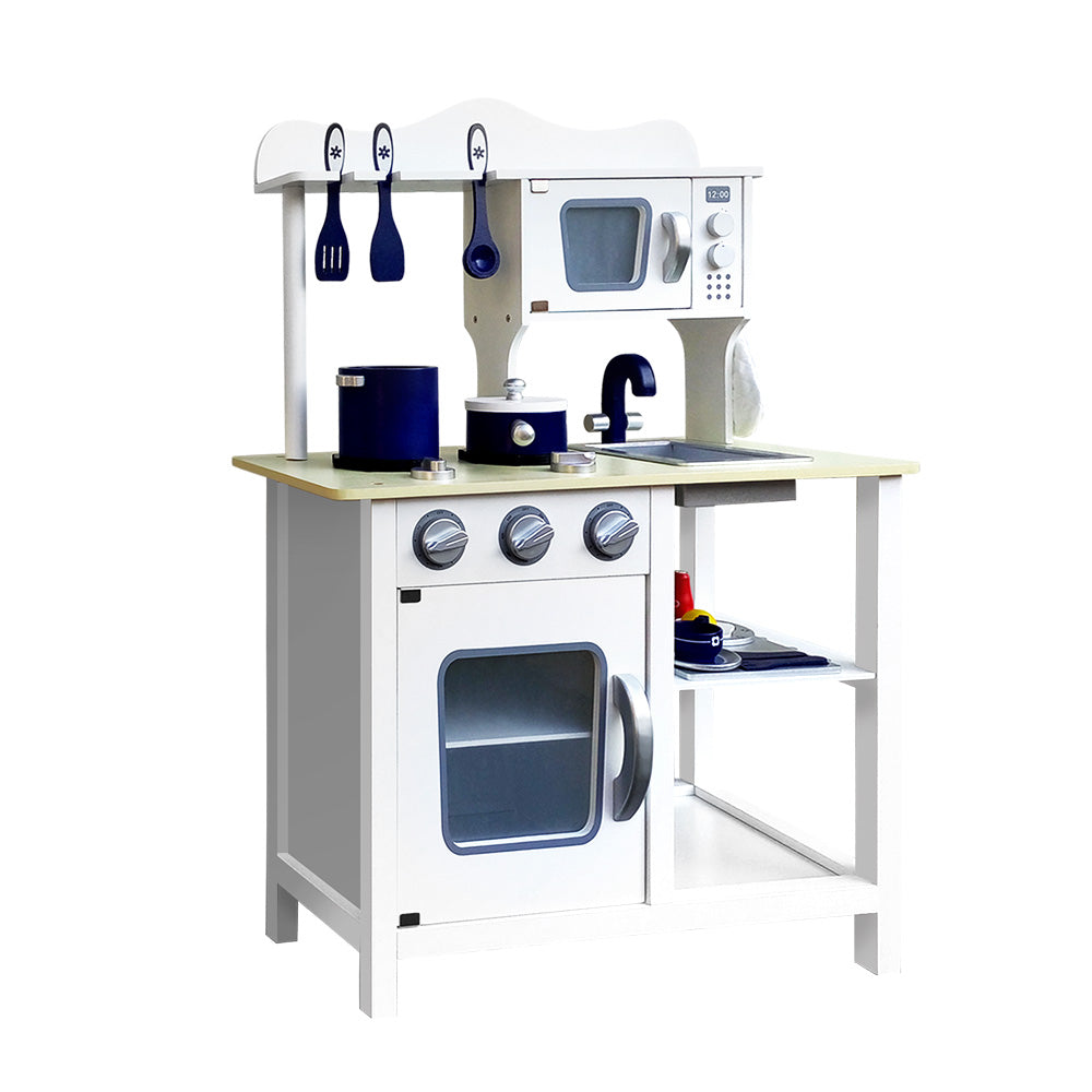 Keezi Kids Kitchen Play Set Wooden Pretend Toys Cooking Children Cookware Food - Cosy Abode