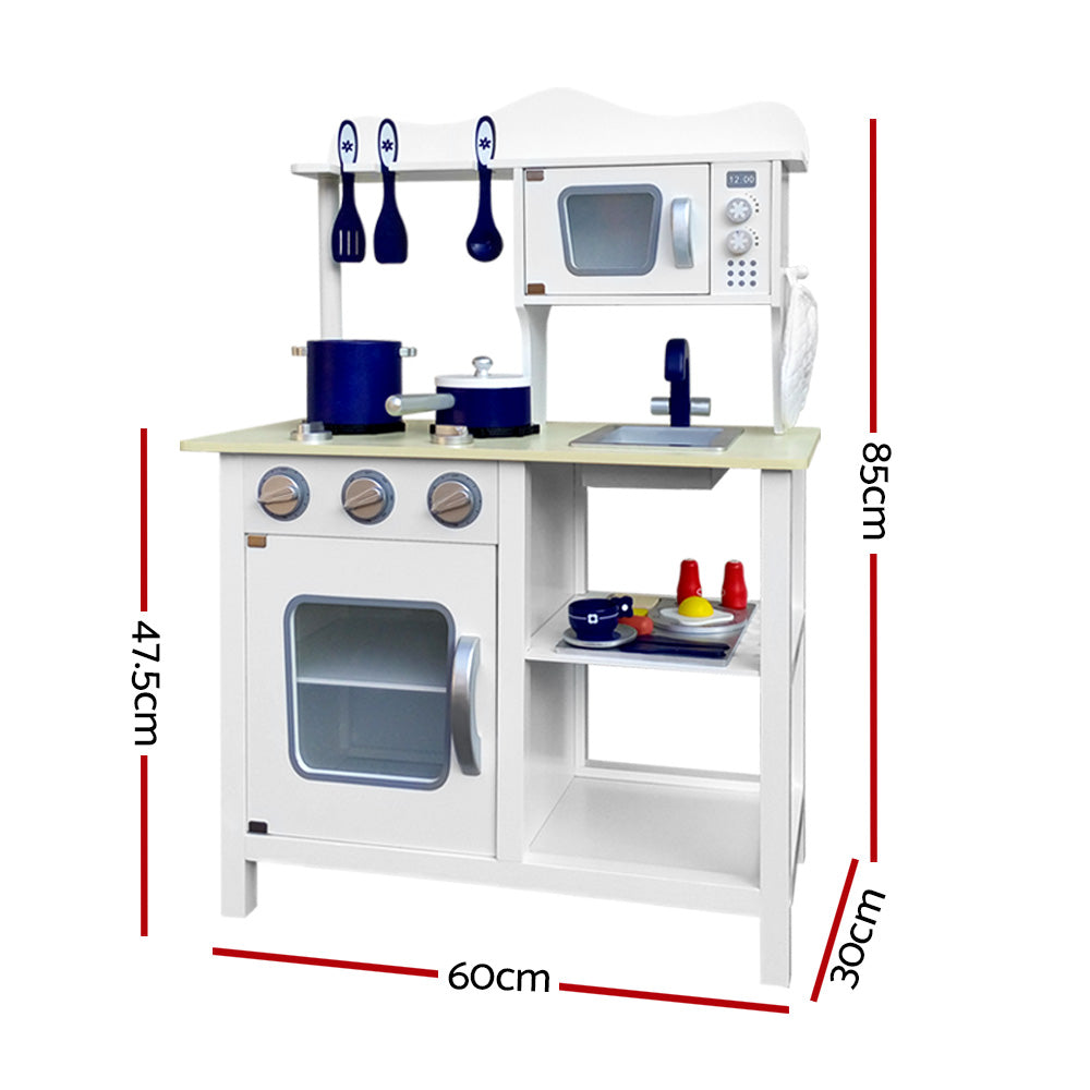 Keezi Kids Kitchen Play Set Wooden Pretend Toys Cooking Children Cookware Food - Cosy Abode