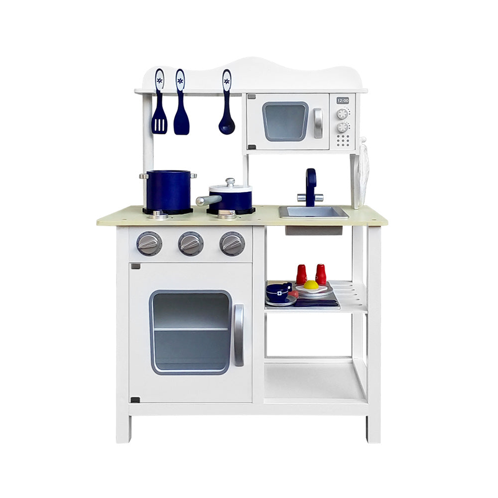 Keezi Kids Kitchen Play Set Wooden Pretend Toys Cooking Children Cookware Food - Cosy Abode