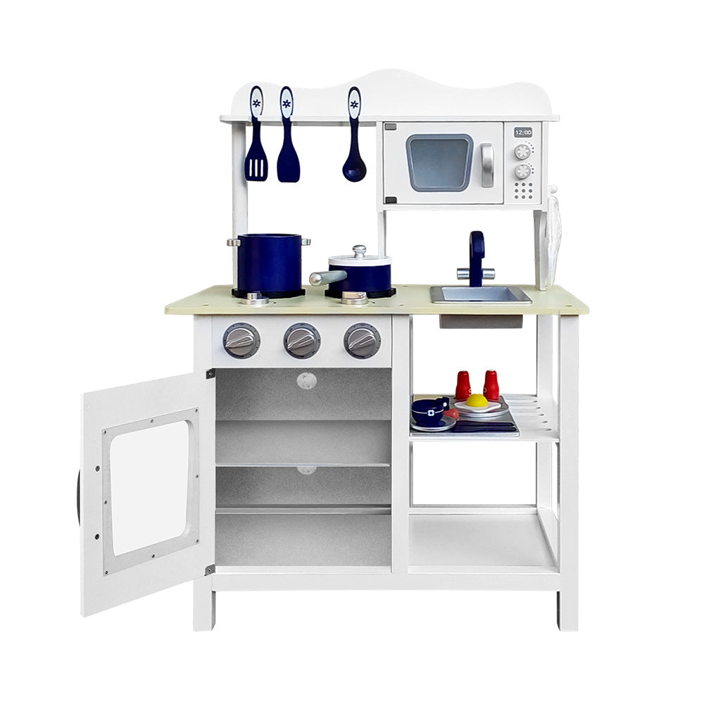 Keezi Kids Kitchen Play Set Wooden Pretend Toys Cooking Children Cookware Food - Cosy Abode