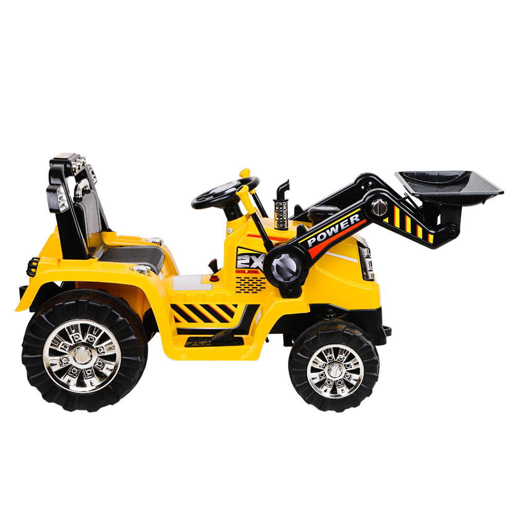 Rigo Kids Electric Ride On Car Bulldozer Digger Loader Remote 6V Yellow - Cosy Abode