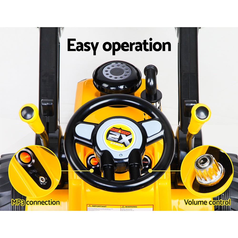 Rigo Kids Electric Ride On Car Bulldozer Digger Loader Remote 6V Yellow - Cosy Abode
