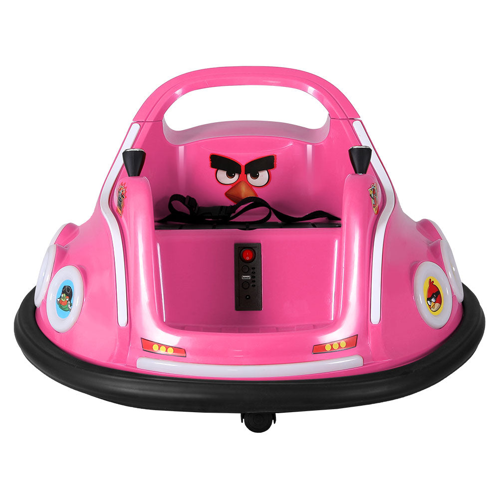 Kids Ride On Car Bumper Electric Toys Cars Light Remote Angry Birds Sticker Pink - Cosy Abode
