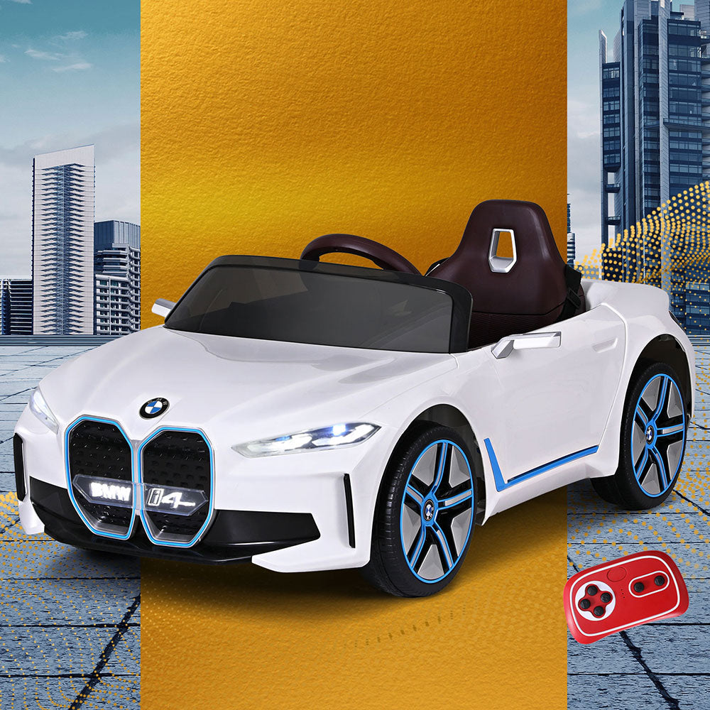 Kids Ride On Car BMW Licensed I4 Sports Remote Control Electric Toys 12V White - Cosy Abode