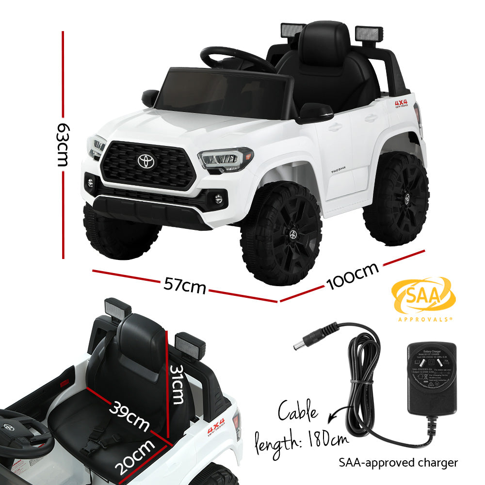 Kids Electric Ride On Car Toyota Tacoma Off Road Jeep Toy Cars Remote 12V Whte - Cosy Abode