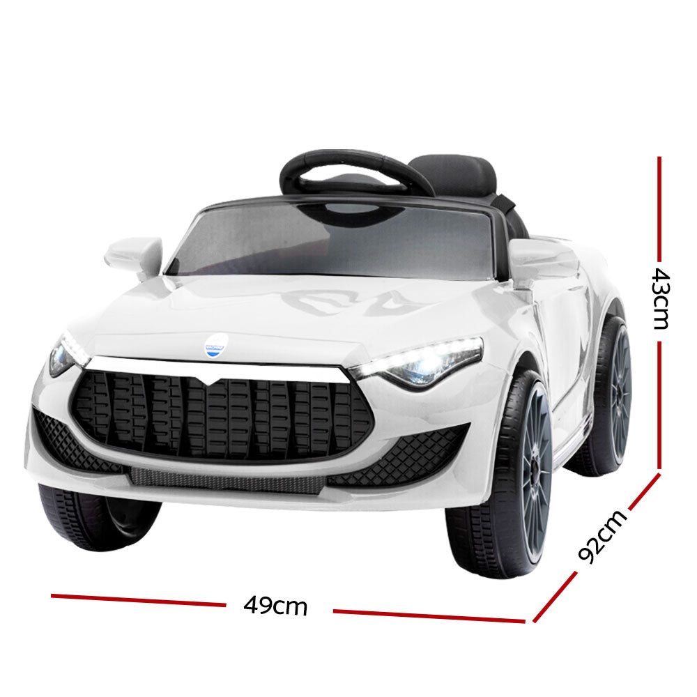 Rigo Kids Electric Ride On Car Cars Music Headlight Remote Control 12V White - Cosy Abode