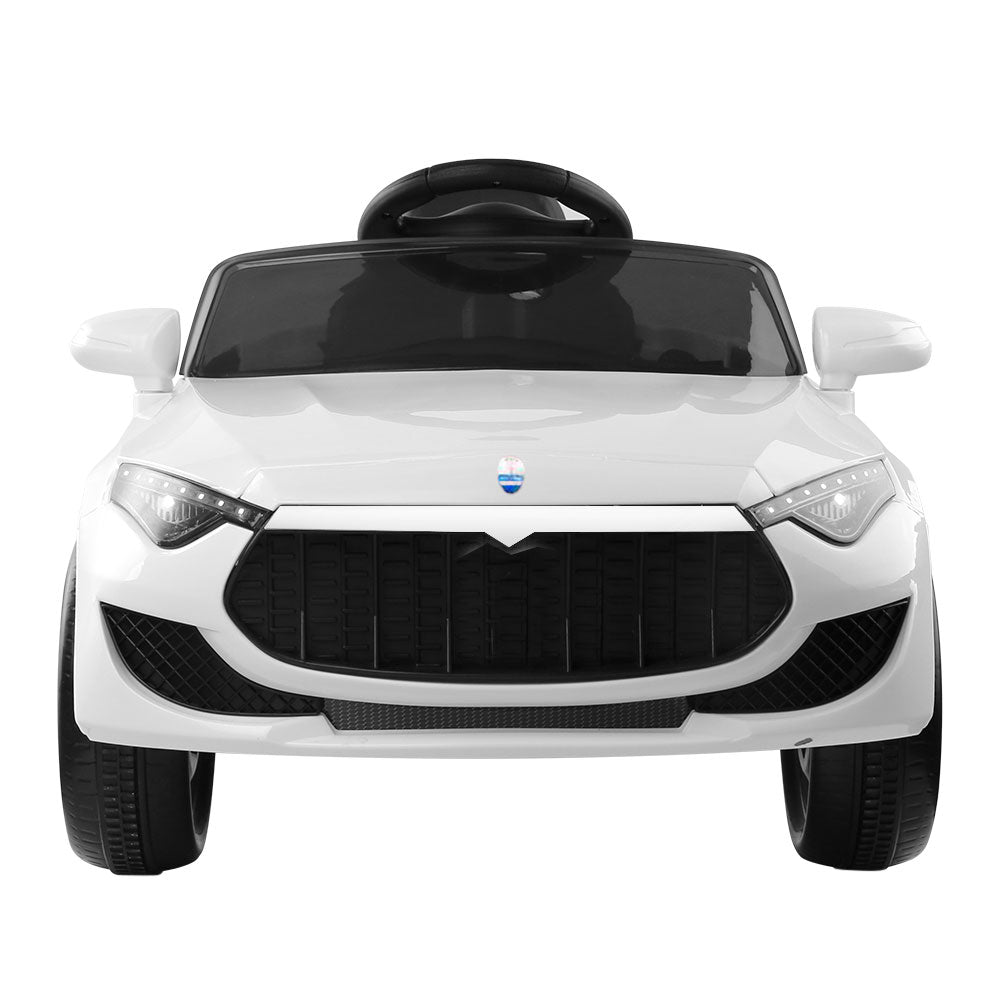 Rigo Kids Electric Ride On Car Cars Music Headlight Remote Control 12V White - Cosy Abode
