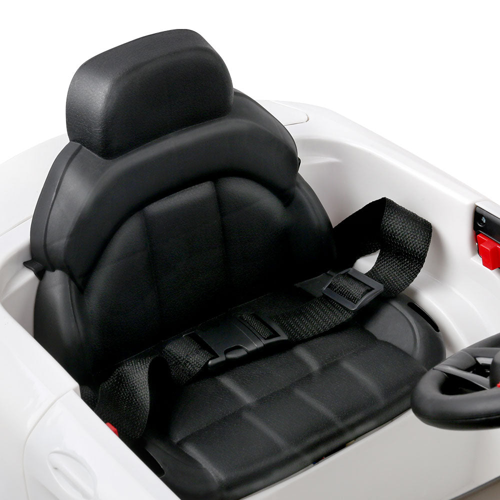 Rigo Kids Electric Ride On Car Cars Music Headlight Remote Control 12V White - Cosy Abode
