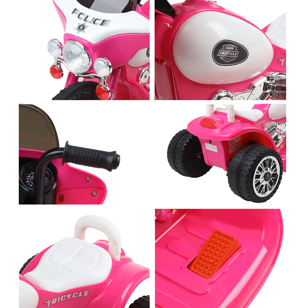 Rigo Kids Electric Ride On Police Motorcycle Harley-Inspired 6V Pink - Cosy Abode