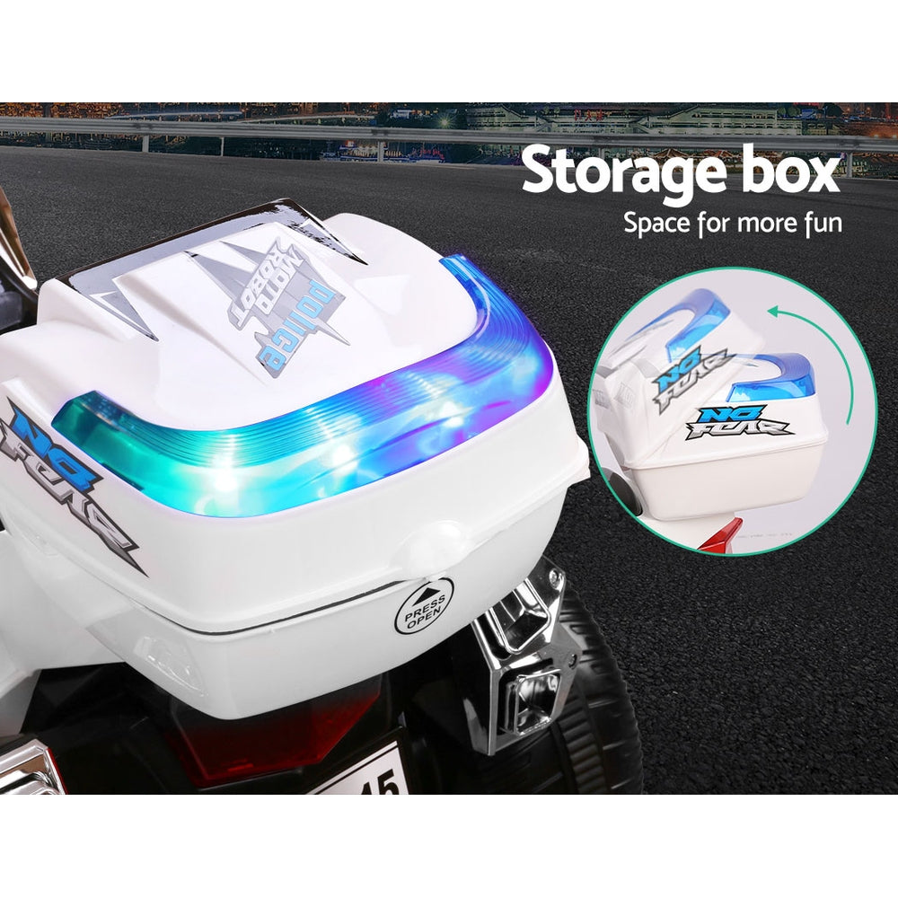 Rigo Kids Electric Ride On Police Road Patrol Motorcycle BMW-Inspired S1K 6V Battery White - Cosy Abode