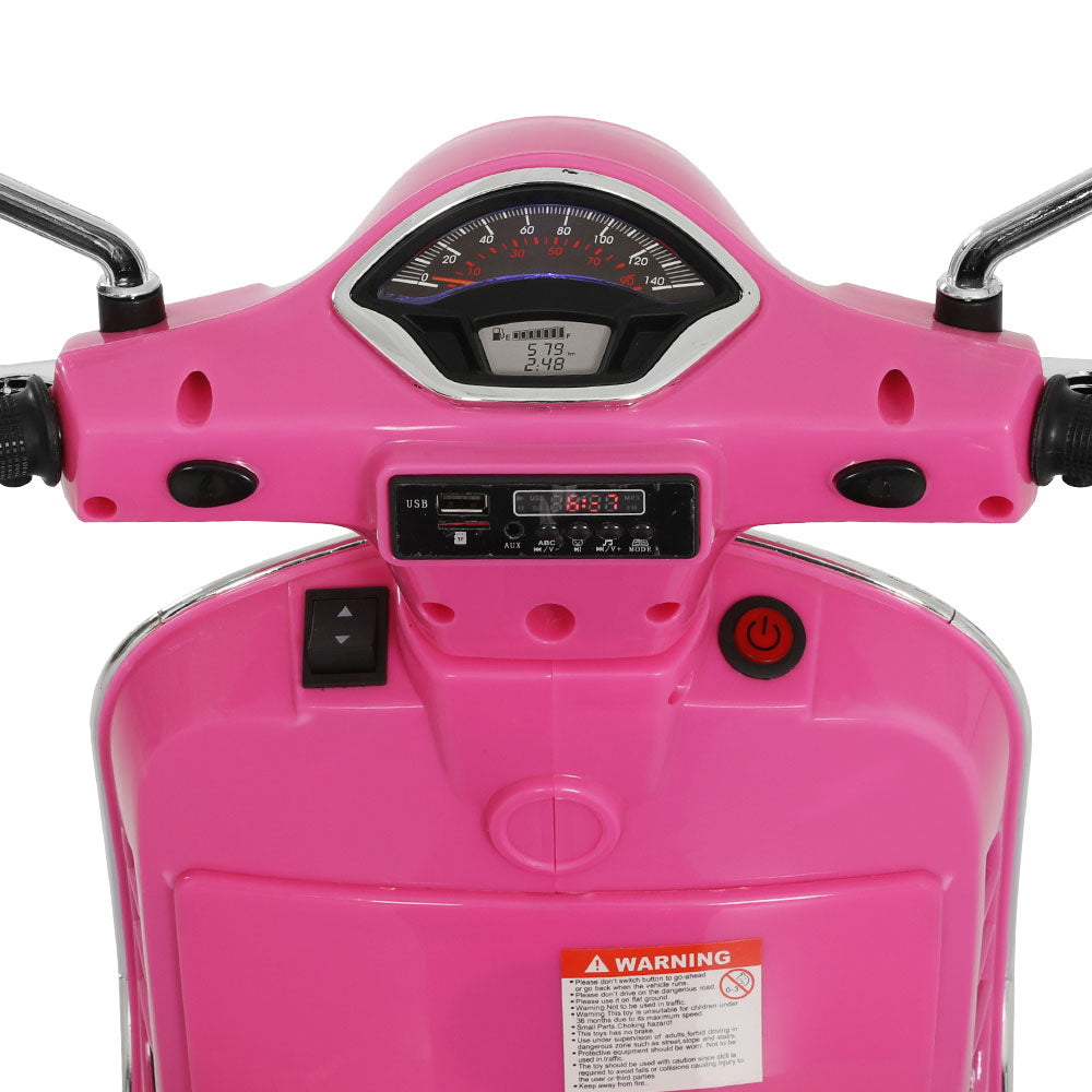 Kids Electric Ride On Motorcycle Vespa Licensed GTS Pink - Cosy Abode