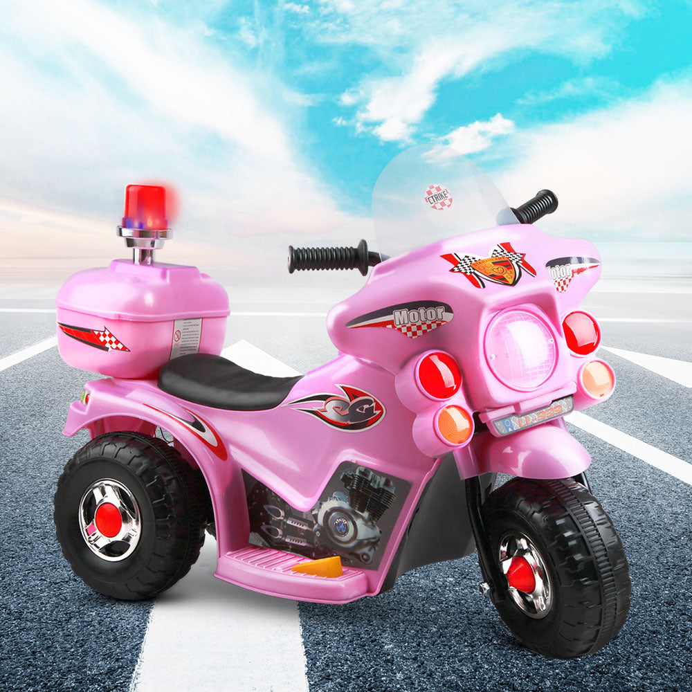 Rigo Kids Electric Ride On Police Motorcycle Motorbike 6V Battery Pink - Cosy Abode