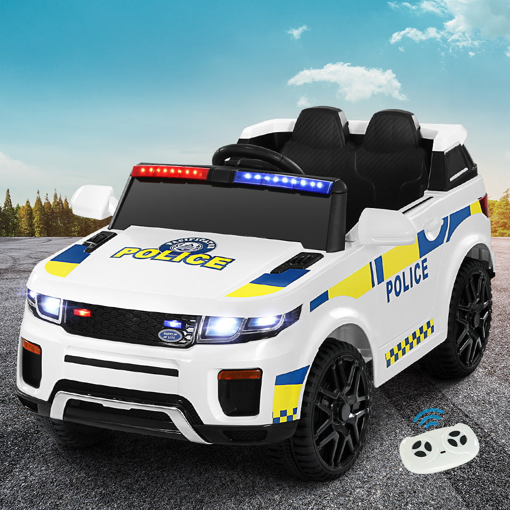 Rigo Kids Ride On Car Electric Patrol Police Toy Cars Remote Control 12V White - Cosy Abode