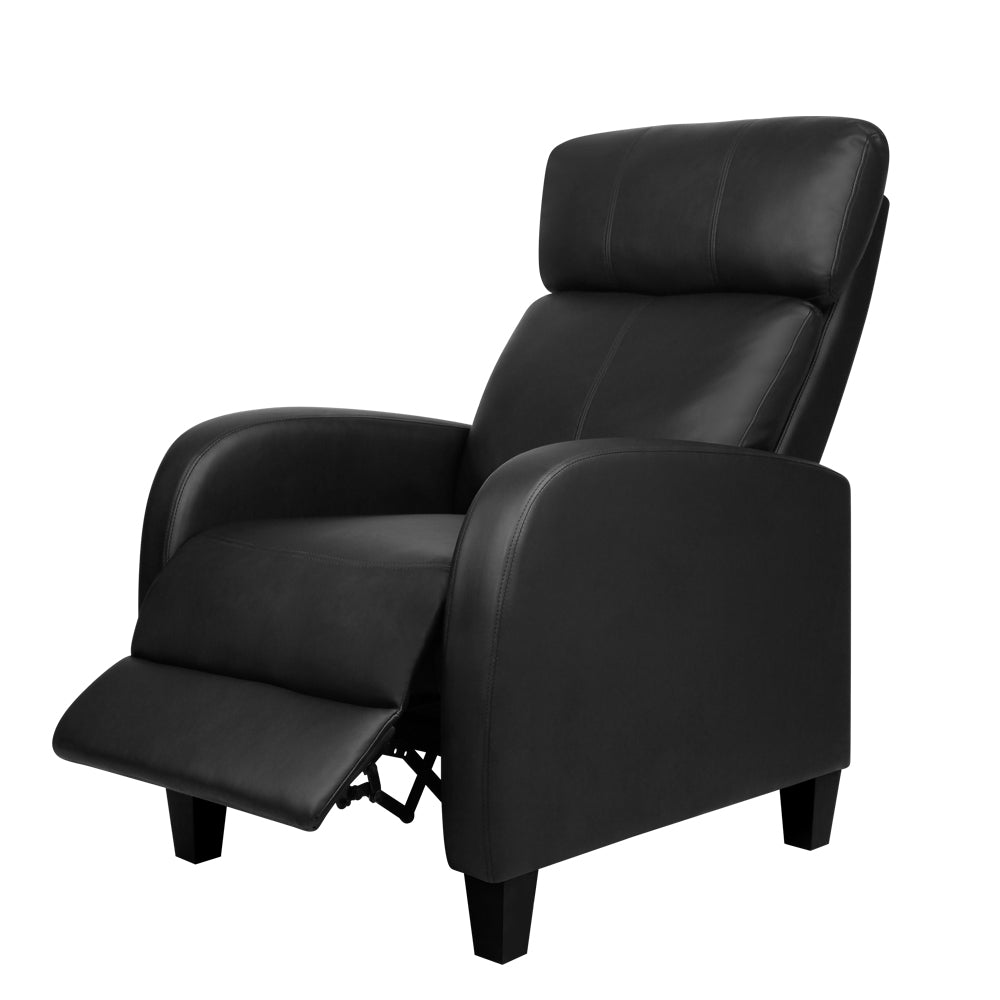 Artiss PU Leather Reclining Armchair - Black - Cosy Abode