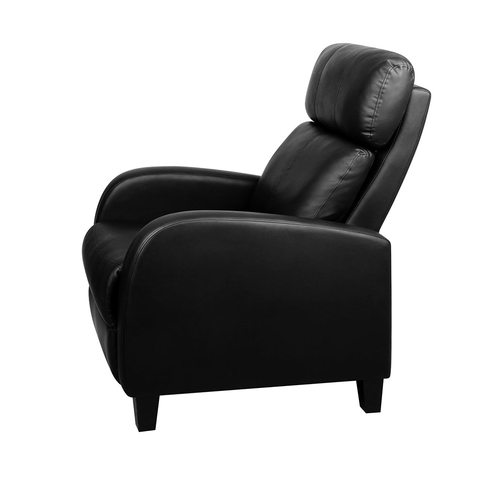 Artiss PU Leather Reclining Armchair - Black - Cosy Abode