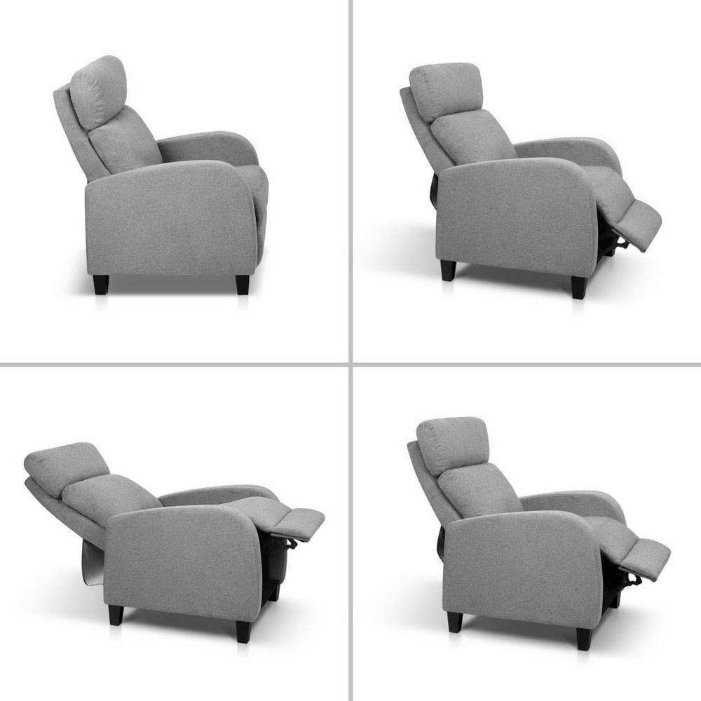 Artiss Fabric Reclining Armchair - Grey - Cosy Abode