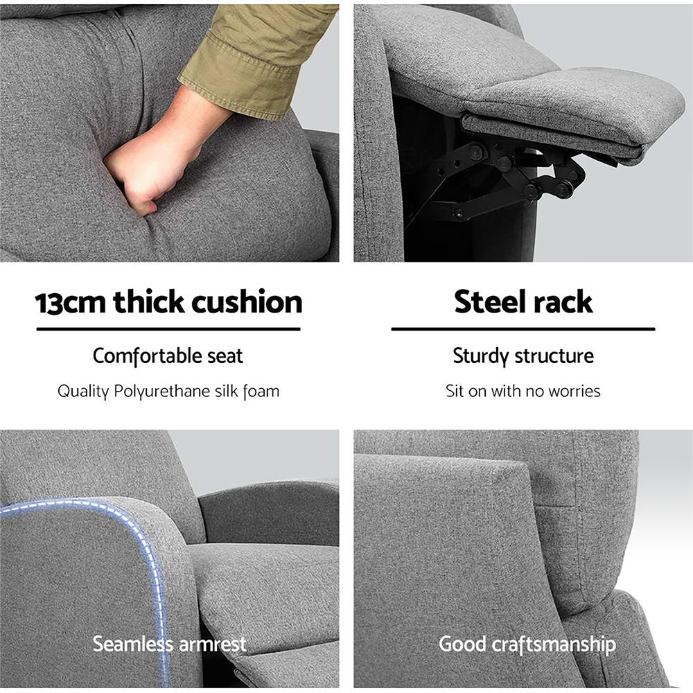 Artiss Fabric Reclining Armchair - Grey - Cosy Abode