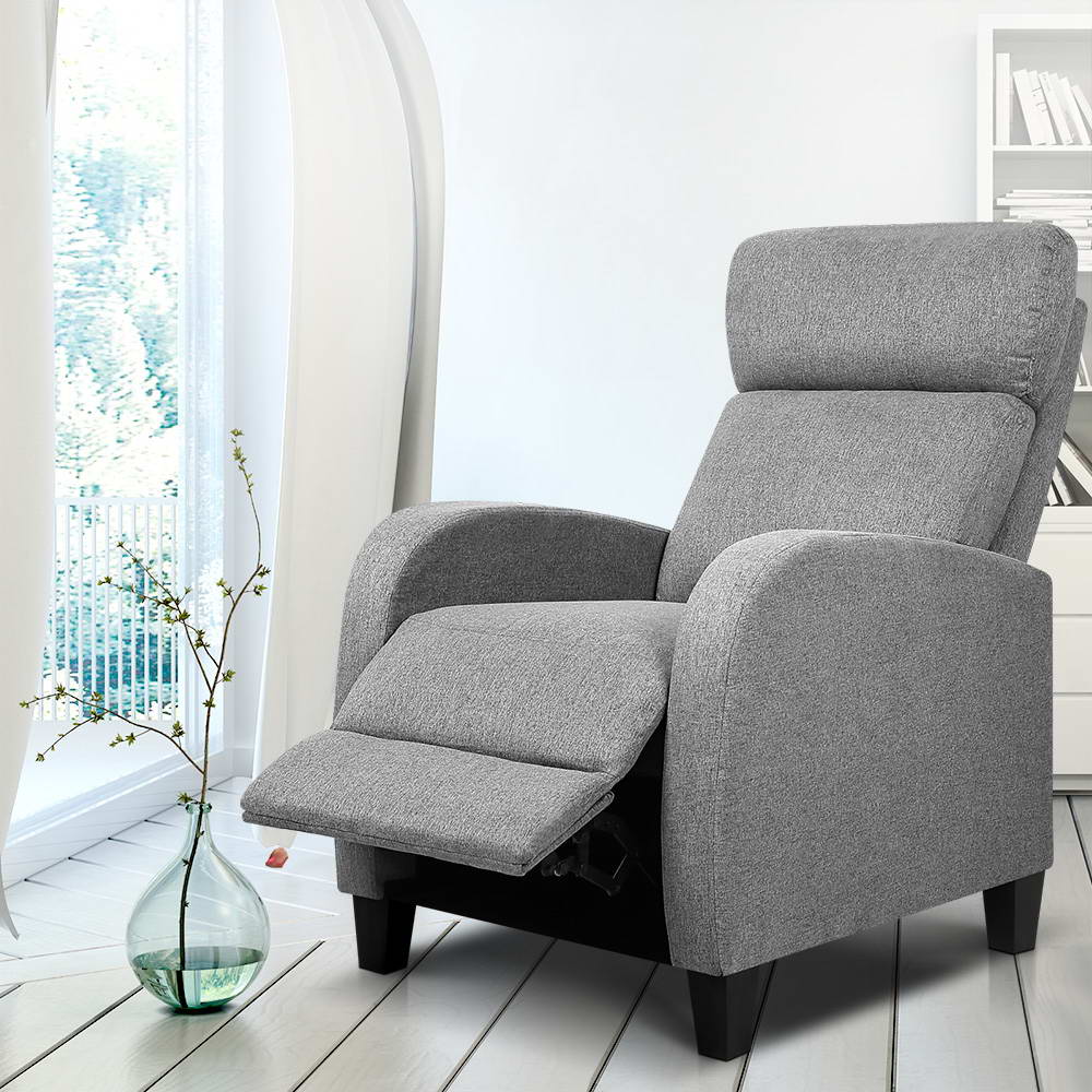 Artiss Fabric Reclining Armchair - Grey - Cosy Abode
