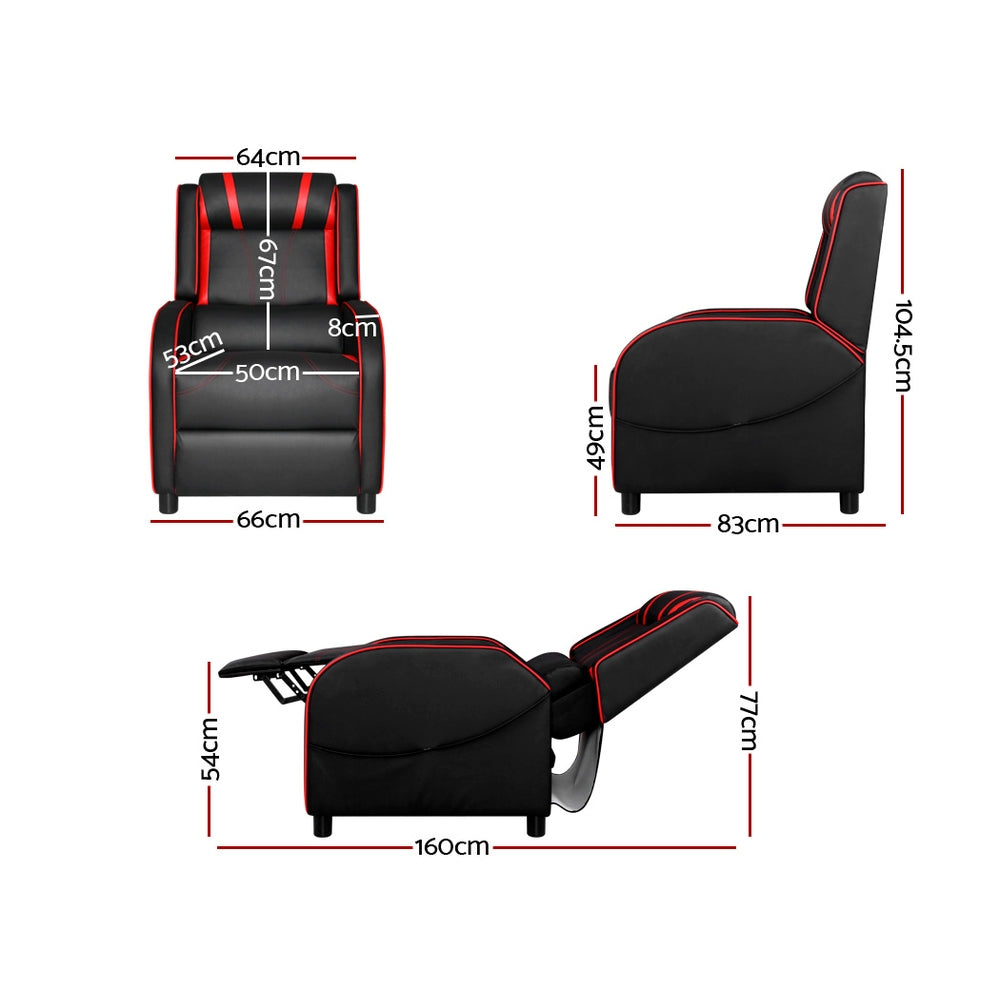 Artiss Recliner Chair Gaming Chair Leather Black Serik - Cosy Abode