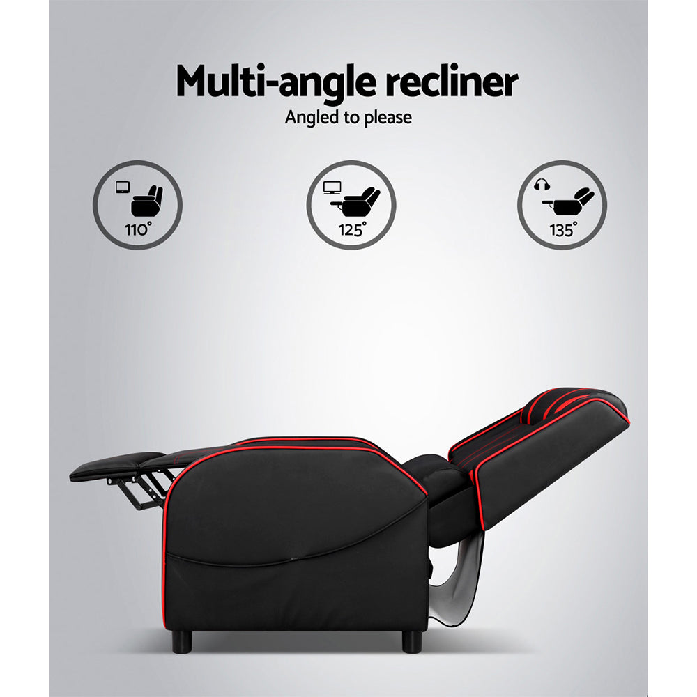 Artiss Recliner Chair Gaming Chair Leather Black Serik - Cosy Abode