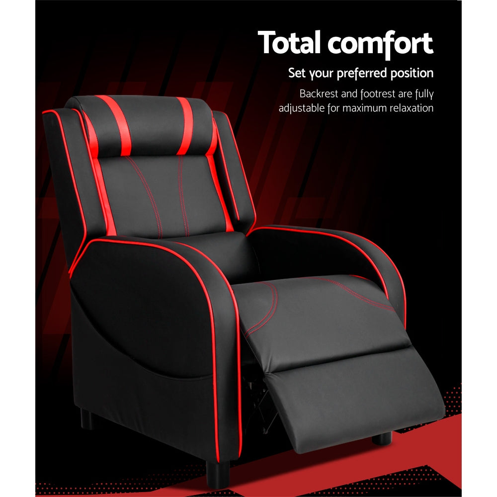 Artiss Recliner Chair Gaming Chair Leather Black Serik - Cosy Abode