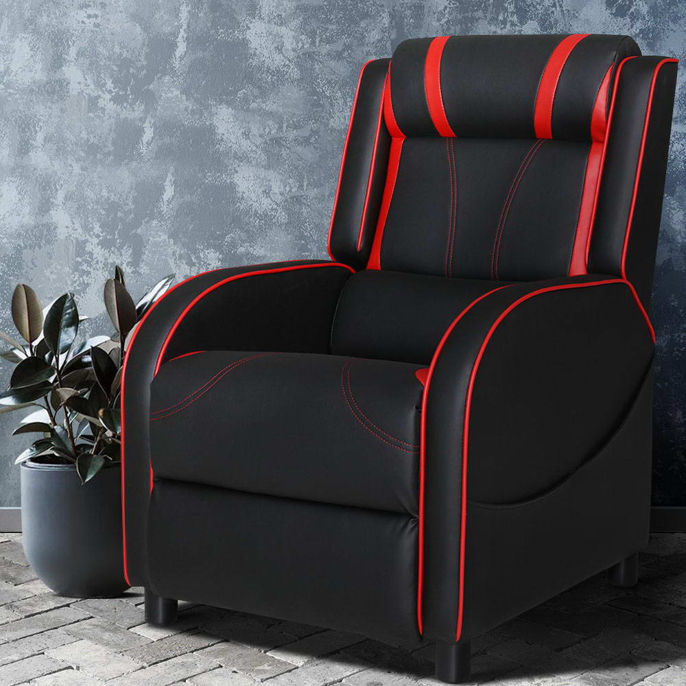 Artiss Recliner Chair Gaming Chair Leather Black Serik - Cosy Abode