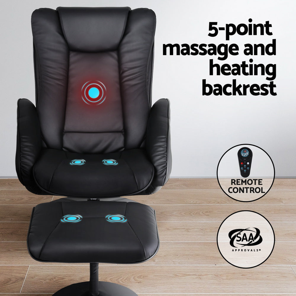 Artiss Recliner Chair Electric Heated Massage Chairs Faux Leather Cobble - Cosy Abode