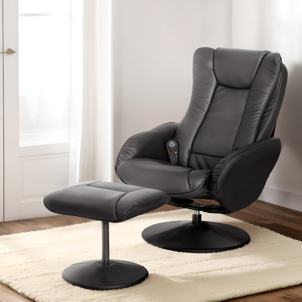 Artiss Recliner Chair Electric Heated Massage Chairs Faux Leather Cobble - Cosy Abode