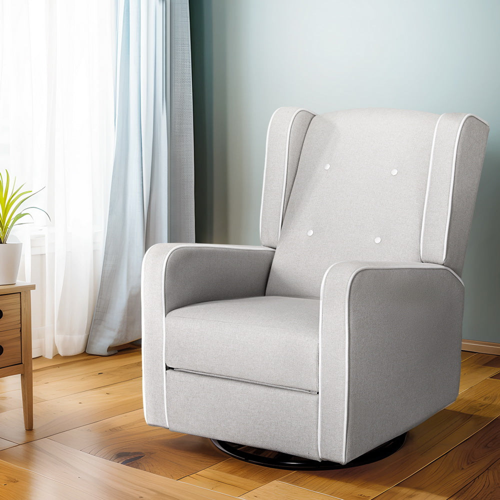 Artiss Recliner Armchair 360� Swivel Grey Fabric - Cosy Abode