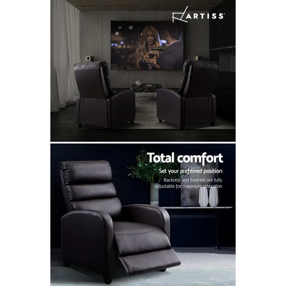 Artiss Recliner Armchair Brown Faux Leather Bolivia - Cosy Abode