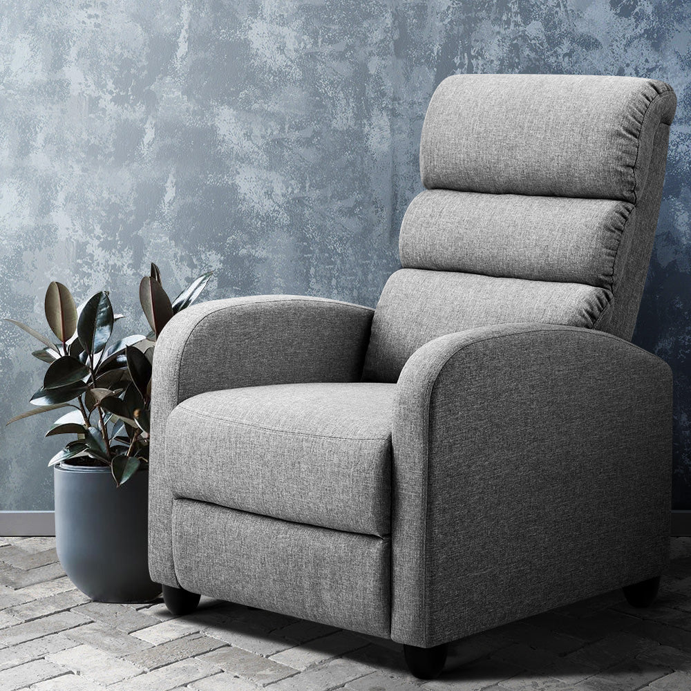 Artiss Recliner Armchair Grey Fabric Bolivia - Cosy Abode