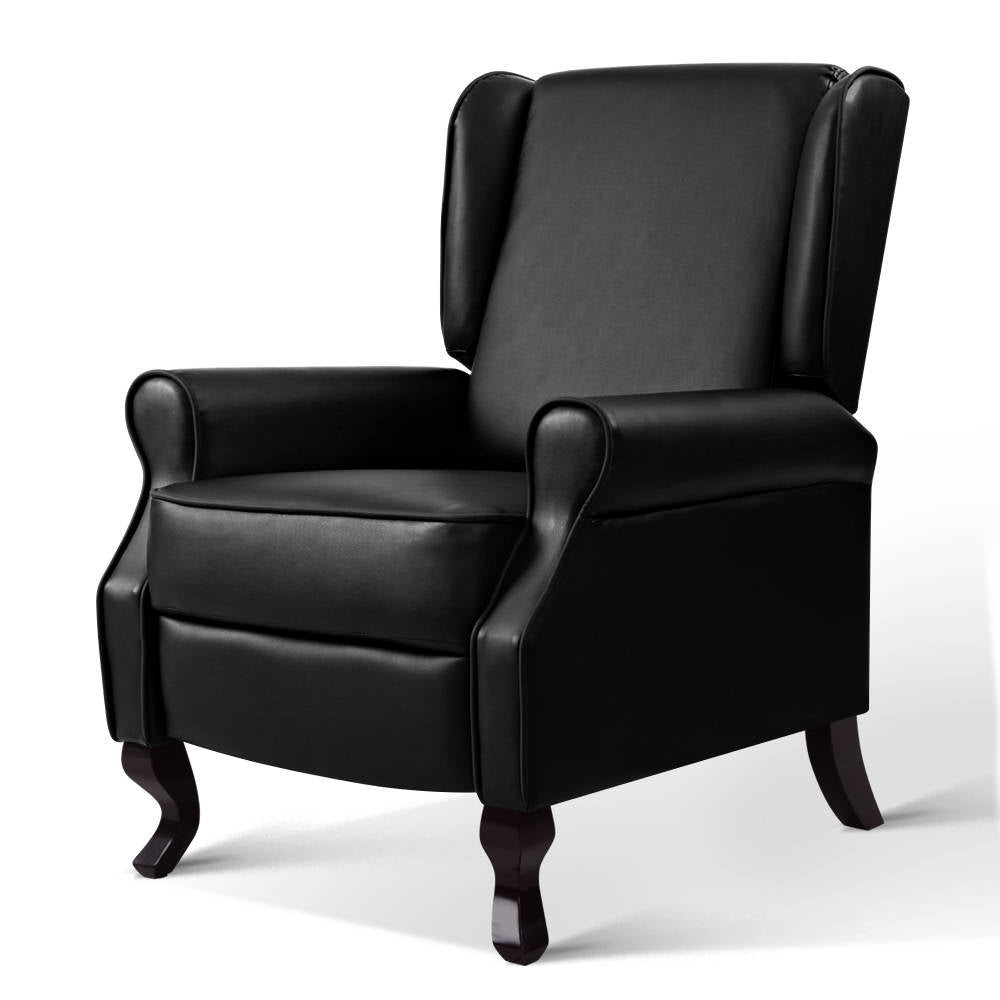 Artiss Recliner Armchair Black Faux Leather Domini - Cosy Abode