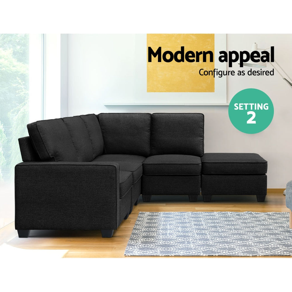 Artiss Modular Sofa Chaise Set 5-seater Dark Grey - Cosy Abode