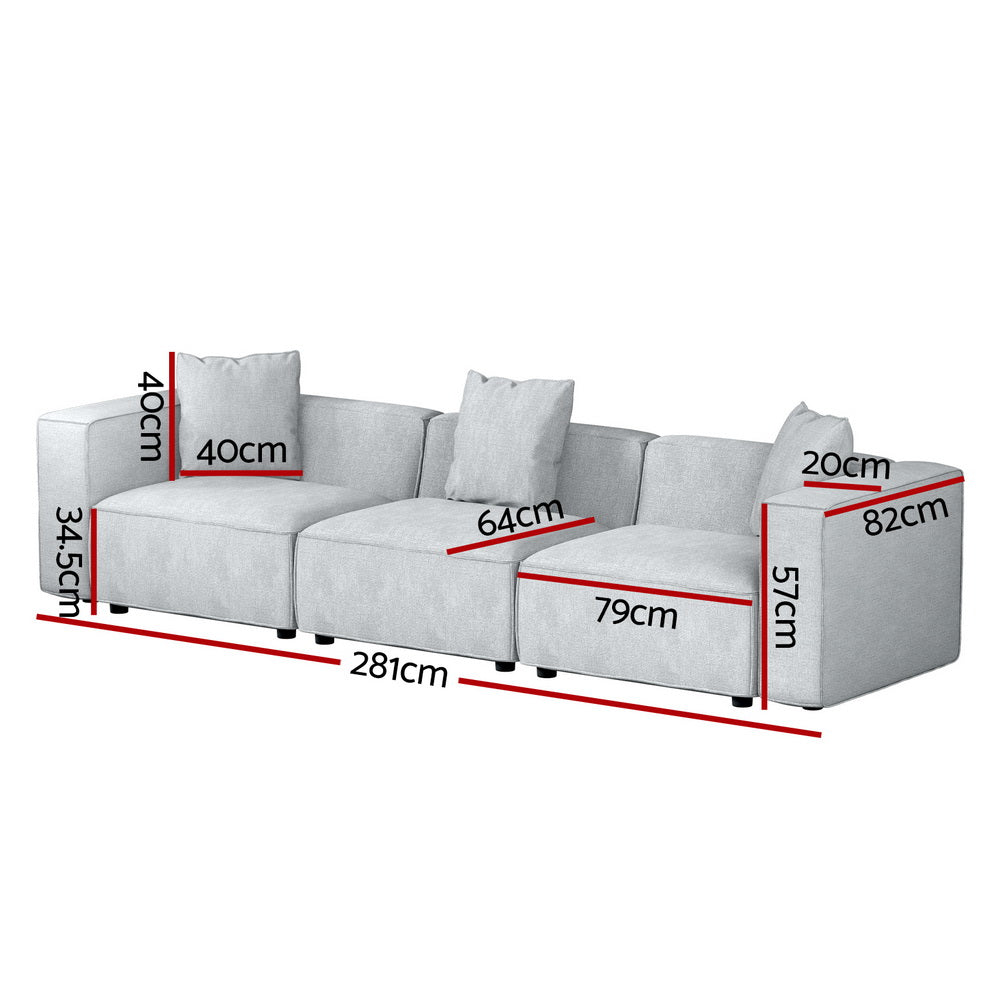 Artiss Modular Sofa Chaise Set 3-Seater Grey - Cosy Abode