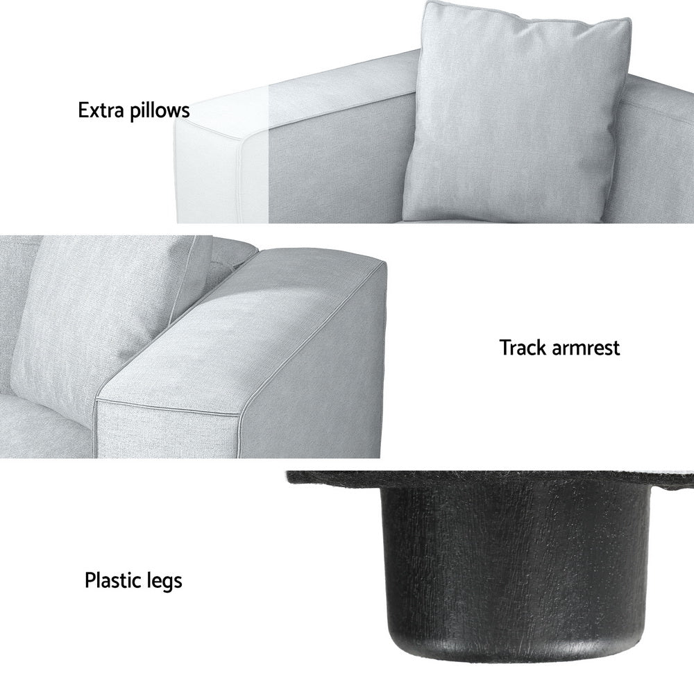 Artiss Modular Sofa Chaise Set 3-Seater Grey - Cosy Abode