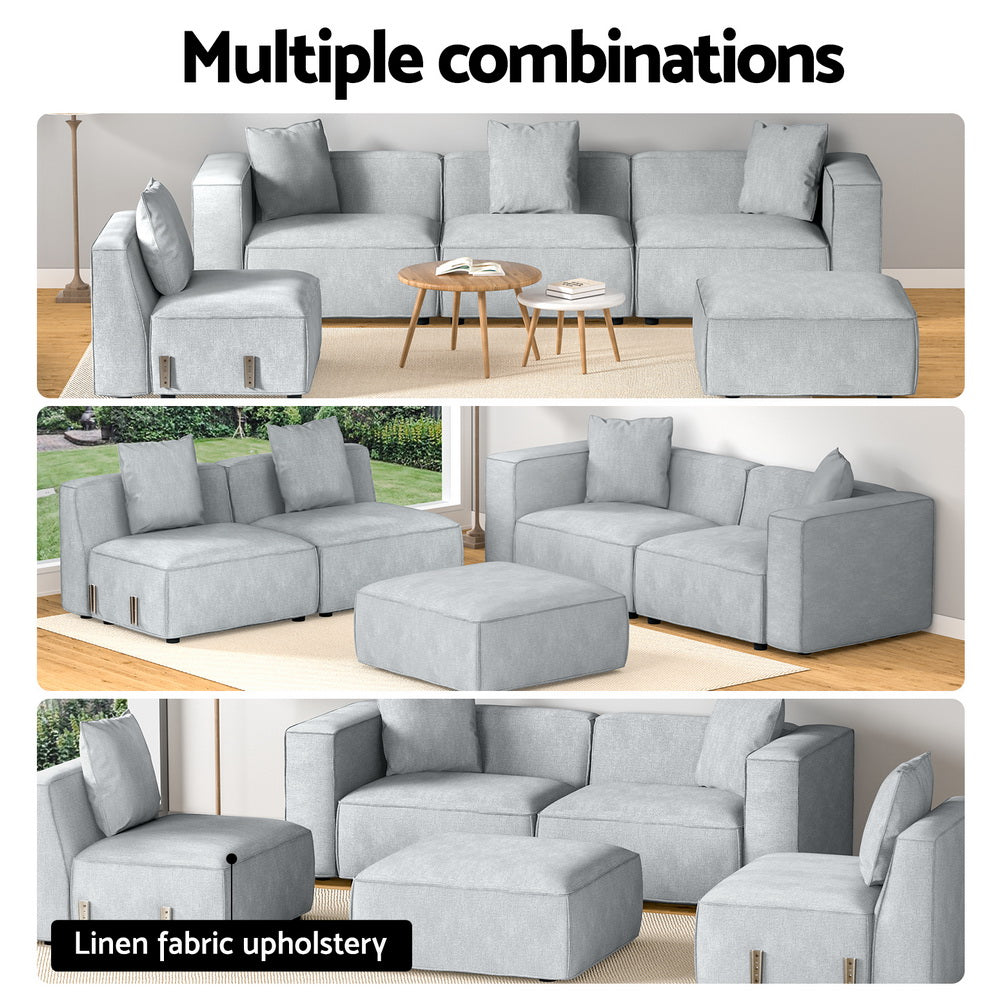 Artiss Modular Sofa Chaise Set 5-Seater Grey - Cosy Abode