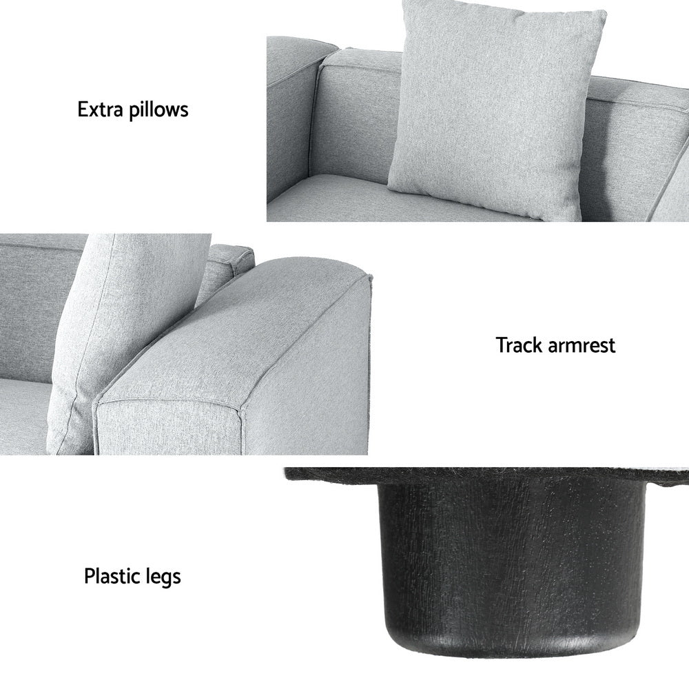 Artiss Modular Sofa Chaise Set 5-Seater Grey - Cosy Abode