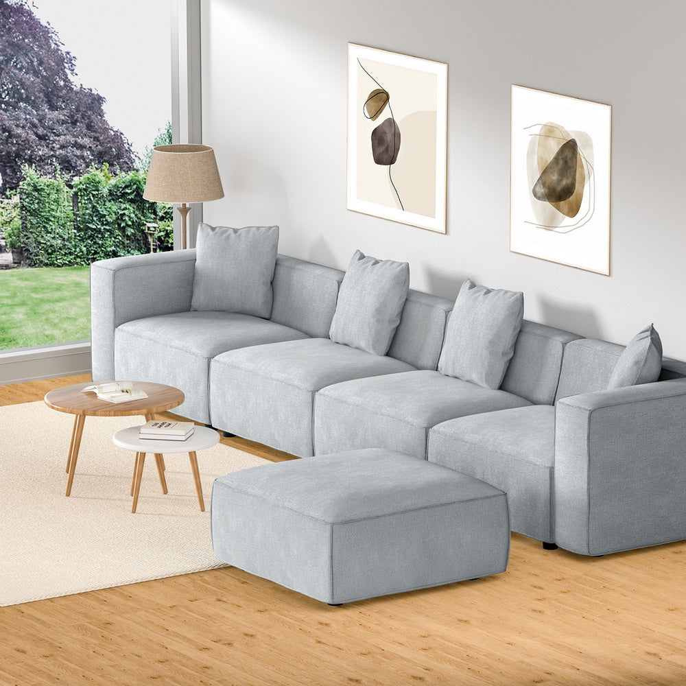 Artiss Modular Sofa Chaise Set 5-Seater Grey - Cosy Abode