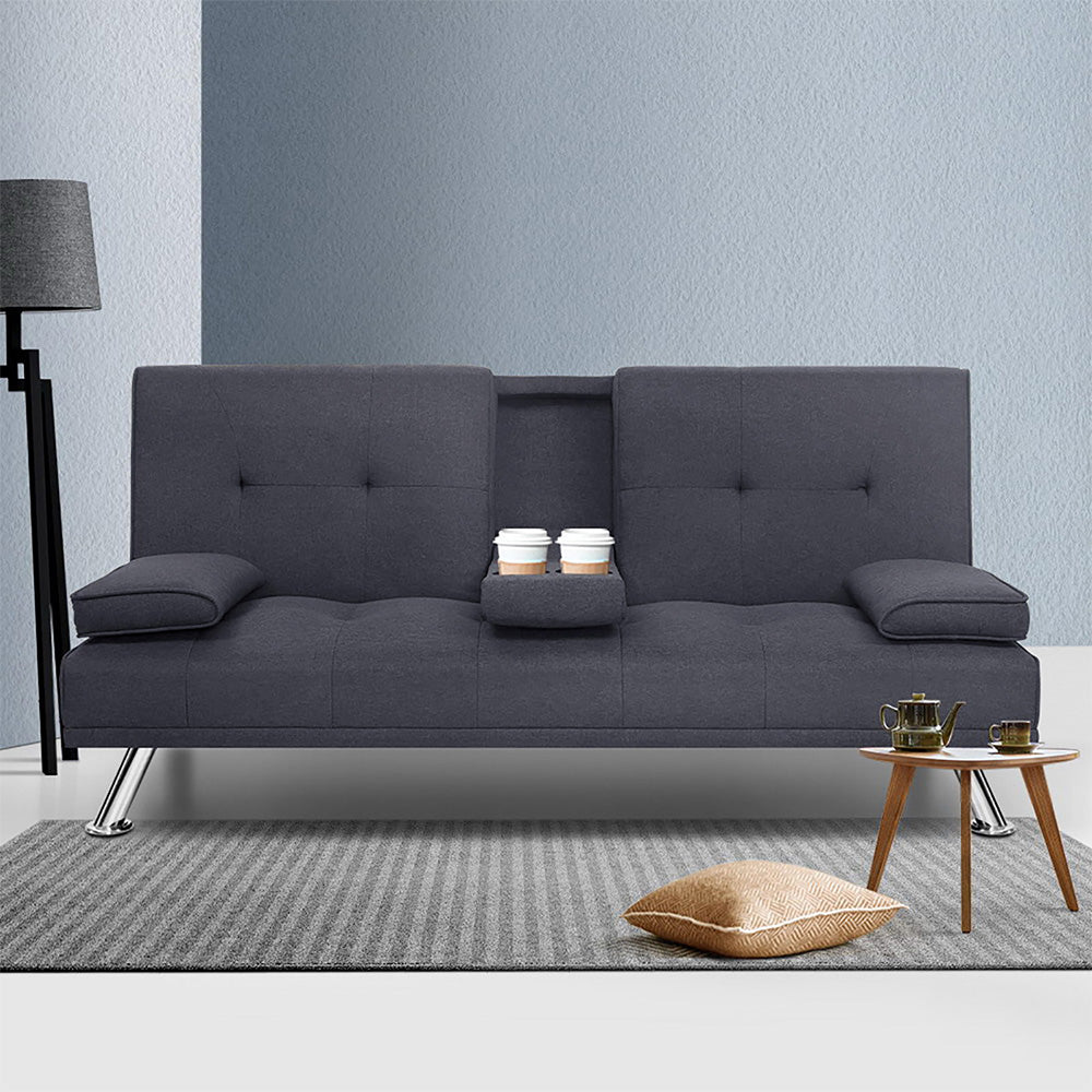 Artiss Sofa Bed 175CM Dark Grey Fabric - Cosy Abode