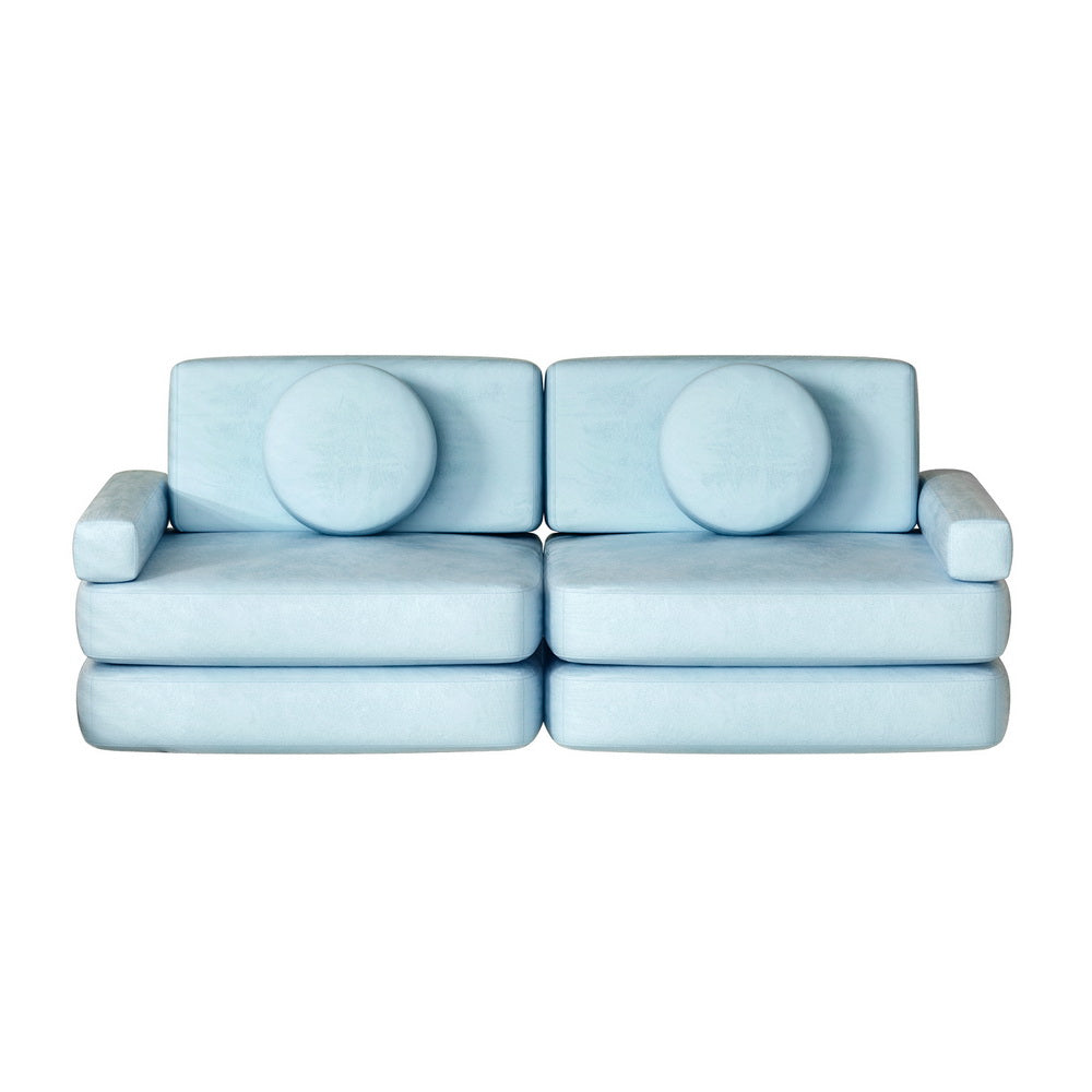 Artiss Sofa Bed 160CM Kid Play Couch Velvet Blue - Cosy Abode