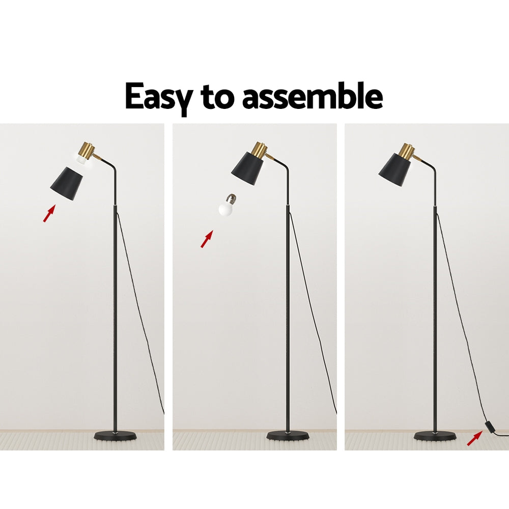Artiss Floor Lamp LED Light Stand Modern Home Living Room Office Reading Black - Cosy Abode