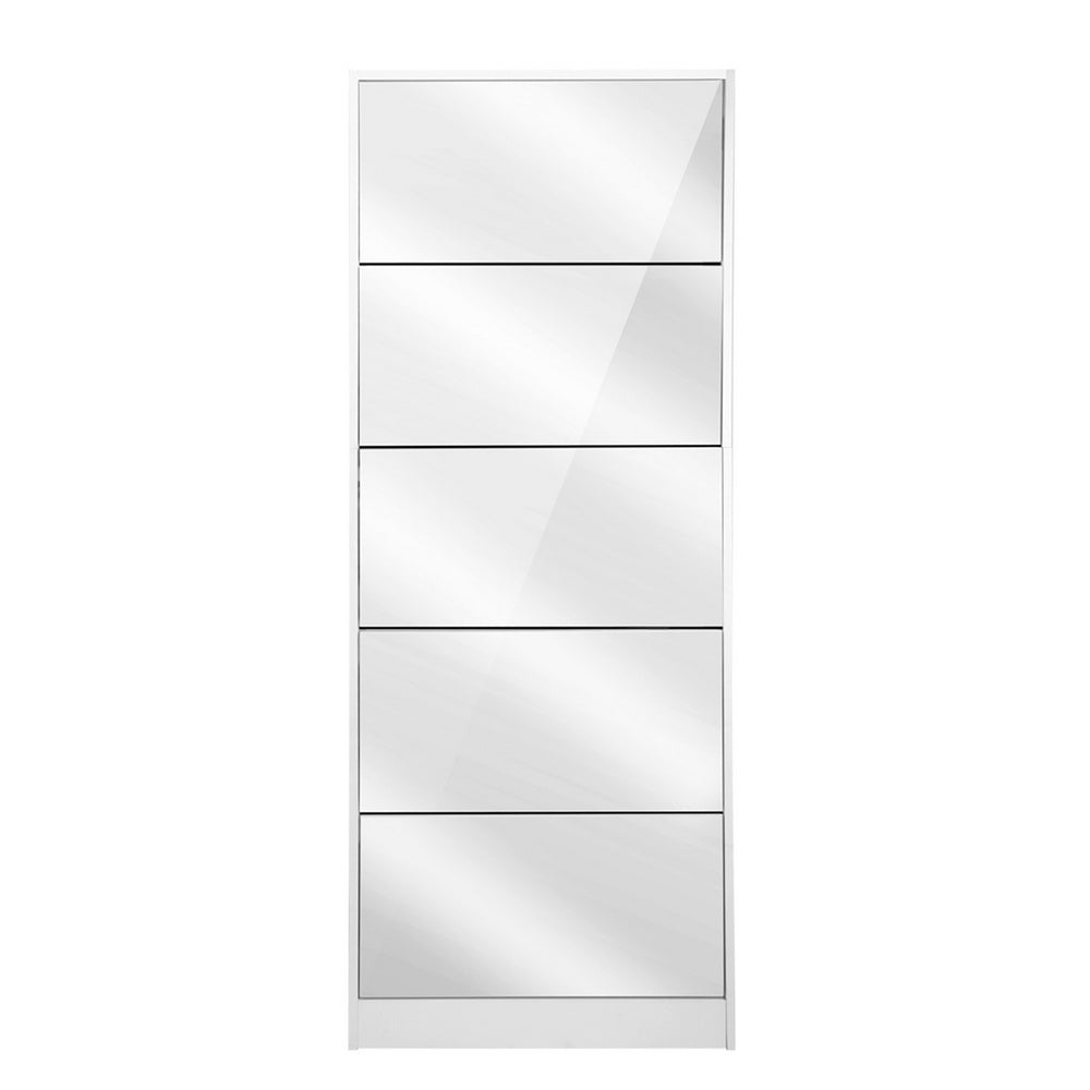 Artiss Shoe Rack Cabinet Mirror 25 Pairs White - Cosy Abode